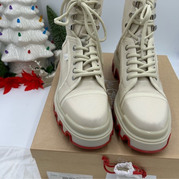 Men’s Christian Louboutin Panaroot dune combat boots coded canvas/leather 44EU - Picture 12 of 12